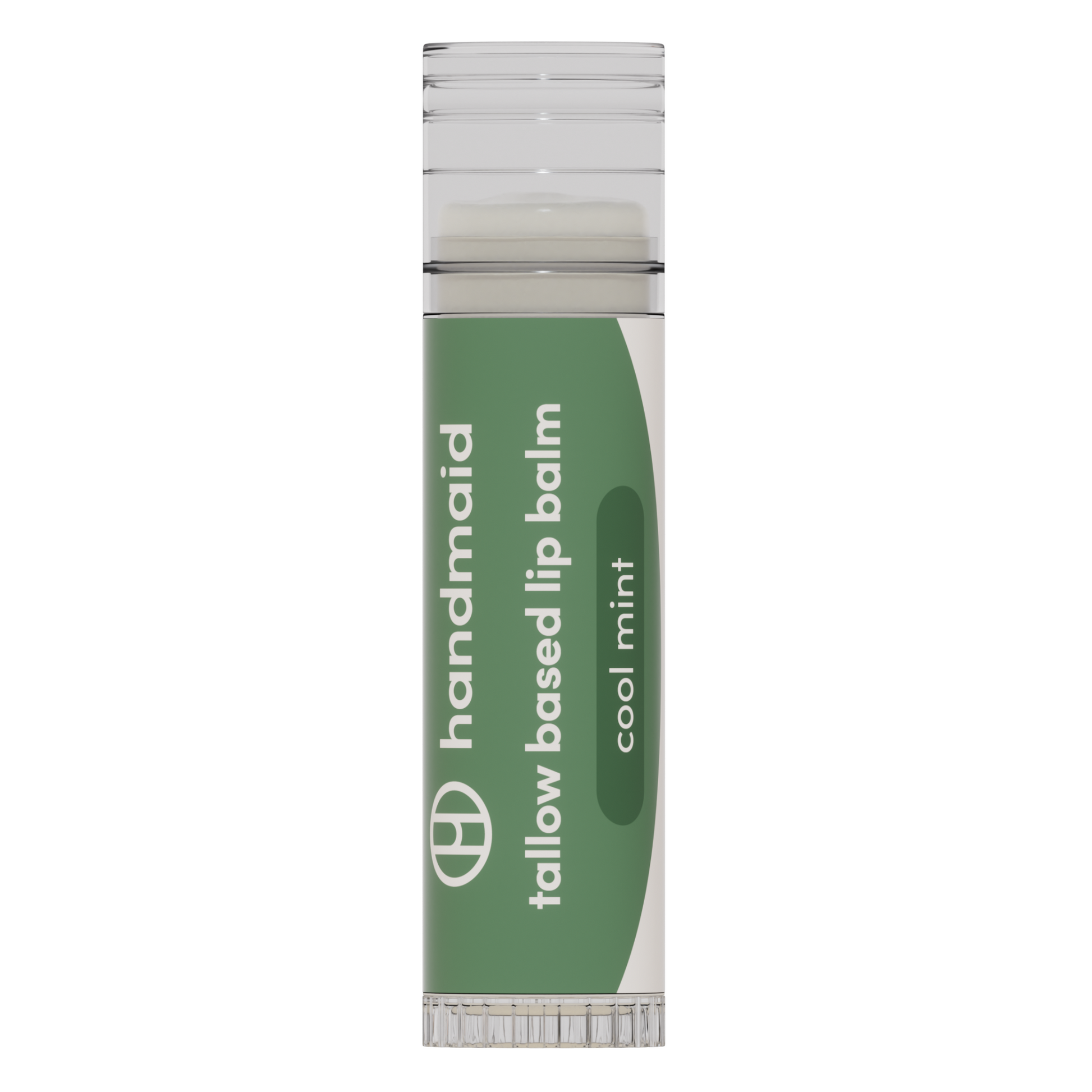 A 5g tube of myhandmaid cool mint lip balm featuring a green label highlighting the brand name and product variant.